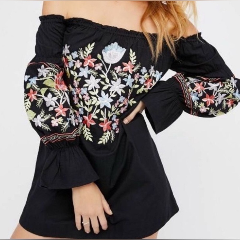 Free people Fleur Du Jour Cotton Embroidered Mini dress Retail